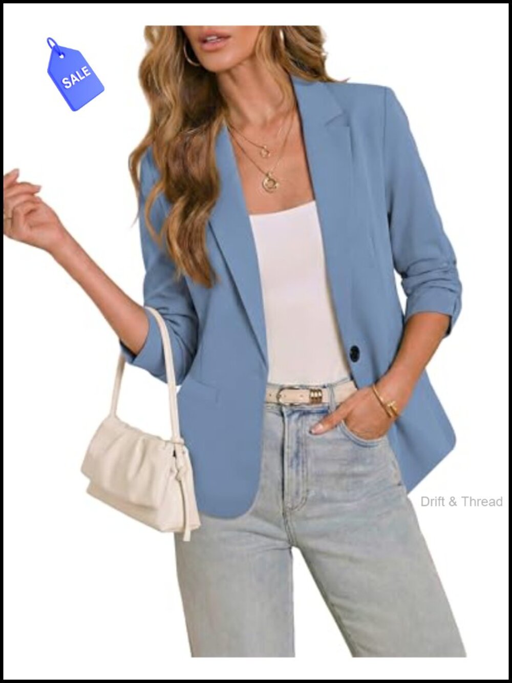 LookbookStore Women's Business Casual Blazer 3/4 Sleeve Fitted Jacket